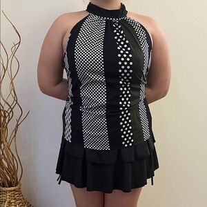 SHEIN Black and White Polka Dot Halter Top